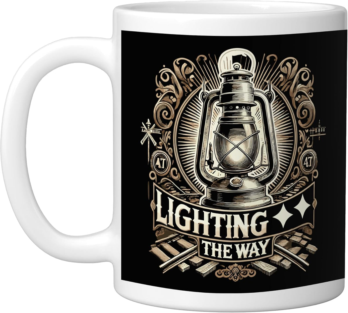 Lighting The Way Railway Lantern Steam Train Design Ceramic Mug