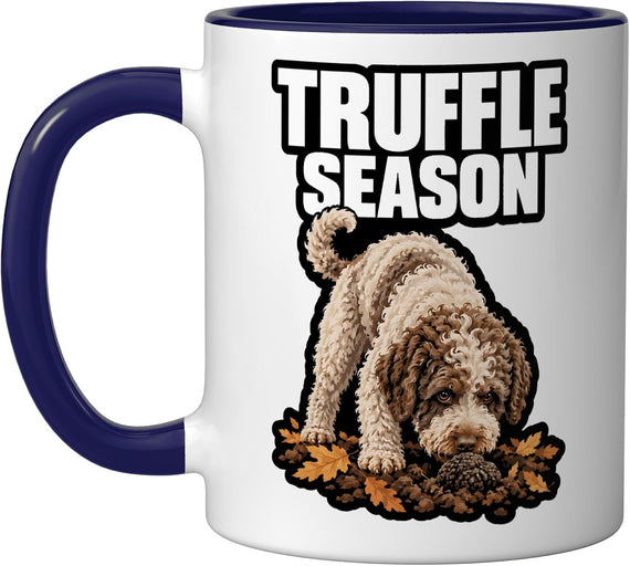 Truffle Season Lagotto Romagnolo Dog Hunting Autumn Dark Ceramic Mug