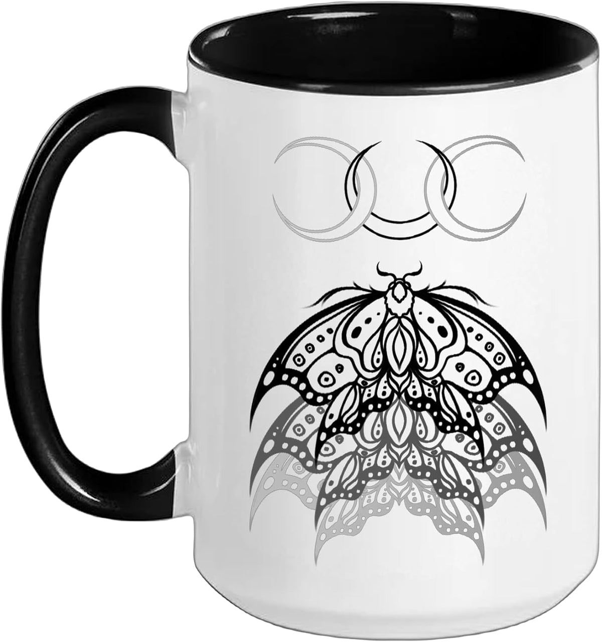 Mall Goth Moth Moon Phases Black Gothic Ceramic Mug