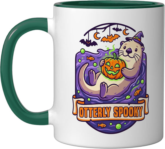 Otterly Spooky Sea Otter Witch Jack O Lantern Halloween Pun Mug
