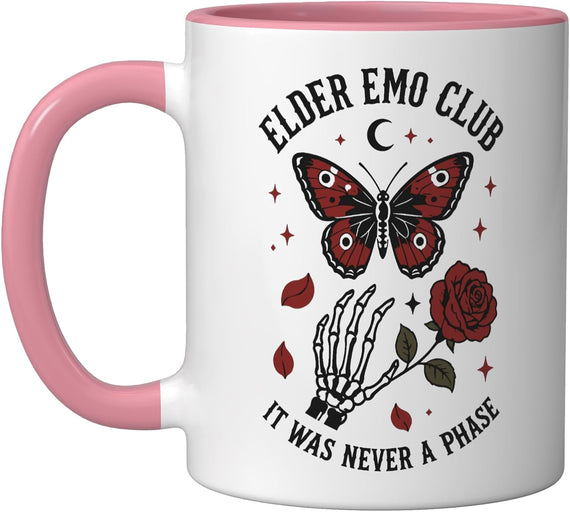 Elder Emo Club It Was Never A Phase Gothic Butterfly Ceramic Mug