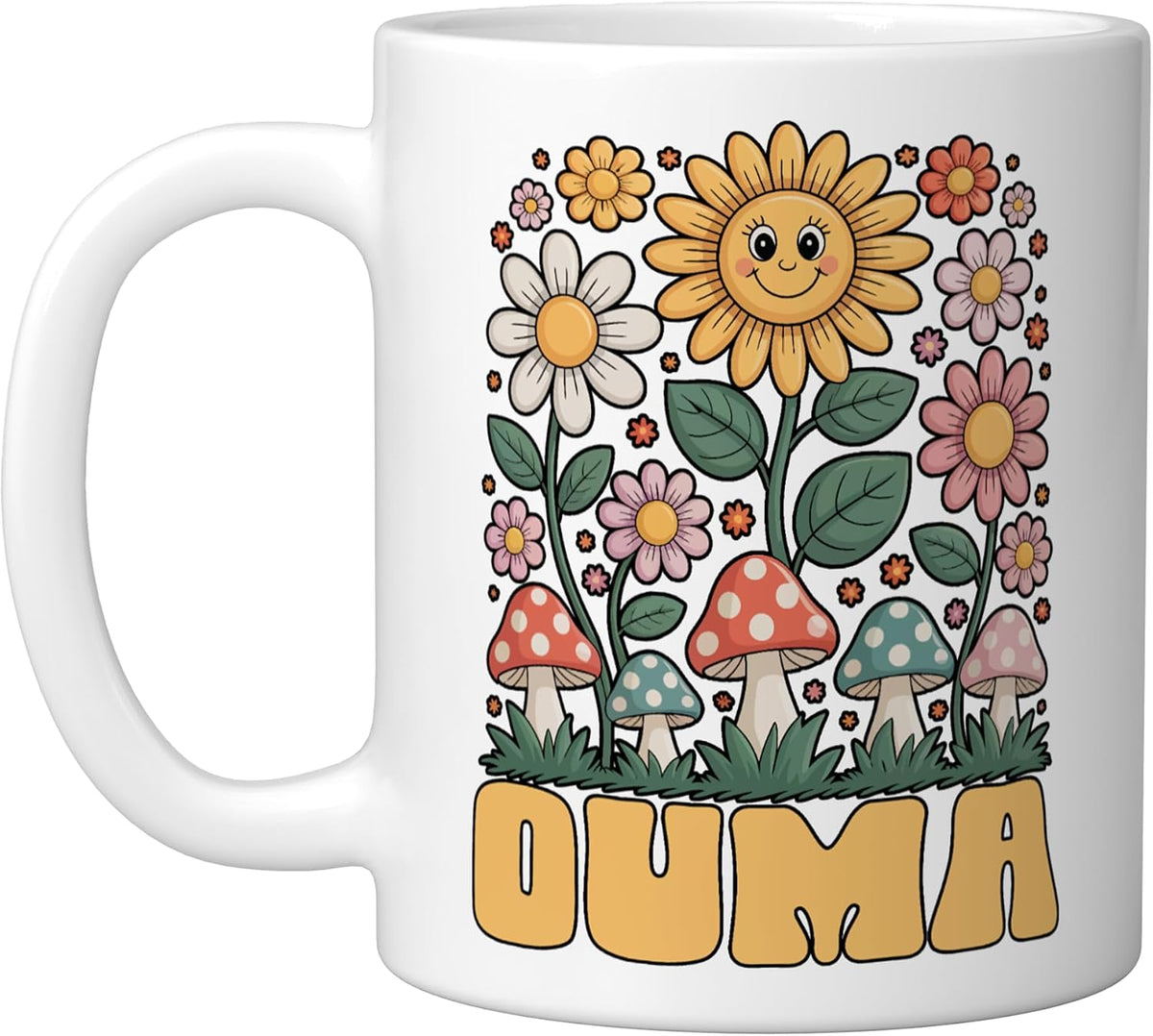 Ouma Mother’S Day Floral Sunflower Mushroom Style Ceramic Mug