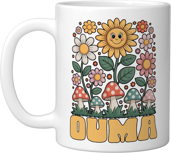 Ouma Mother’S Day Floral Sunflower Mushroom Style Ceramic Mug