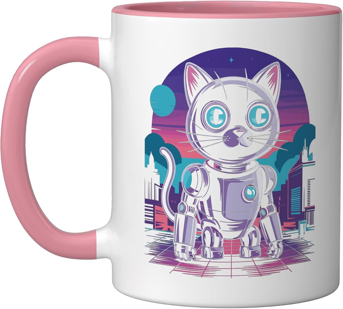 Funny Robotics Engineer Design With Robot Cat For Tech Ceramic Mug