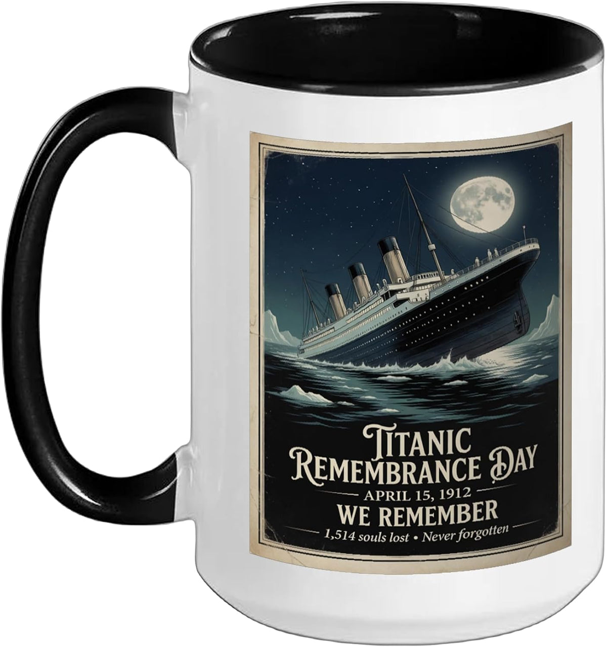 Rms Titanic 1912 Remembrance Day Vintage Memorial Design Ceramic Mug