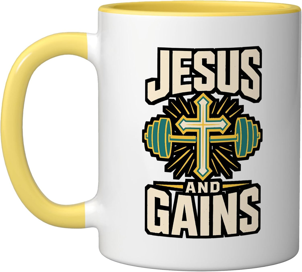 Jesus And Gains Weightlifting Cross Gym Ceramic Mug