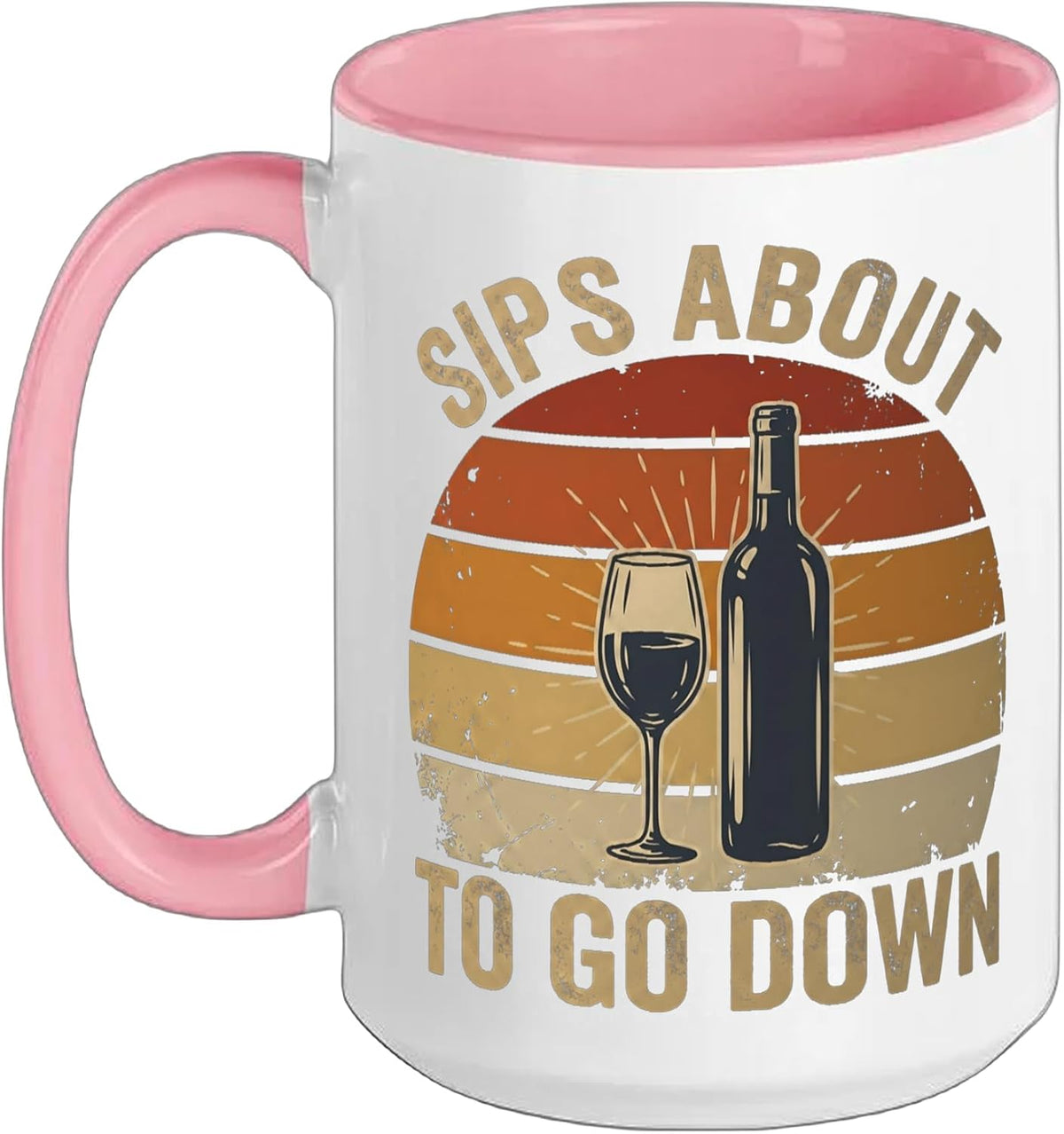 Sips About To Go Down Funny Wine Retro Sunset Vintage Pun Ceramic Mug