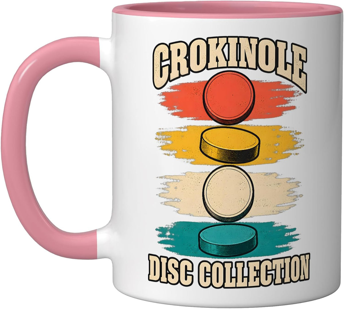 Crokinole Disc Collection Retro Game Discs Ceramic Mug