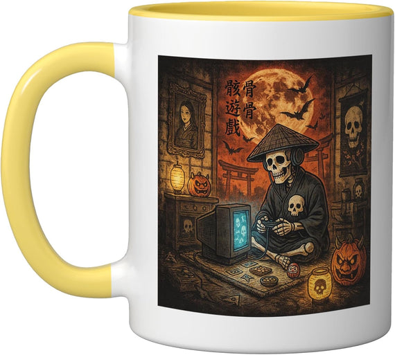 Skeleton Gamer Japanese Video Gaming Boys Kids Games Ceramic Mug