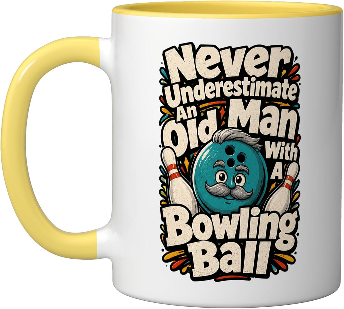 Old Man Bowling Ball Funny Bowler Grandpa Christmas Ceramic Mug
