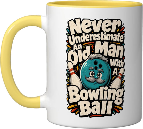 Old Man Bowling Ball Funny Bowler Grandpa Christmas Ceramic Mug