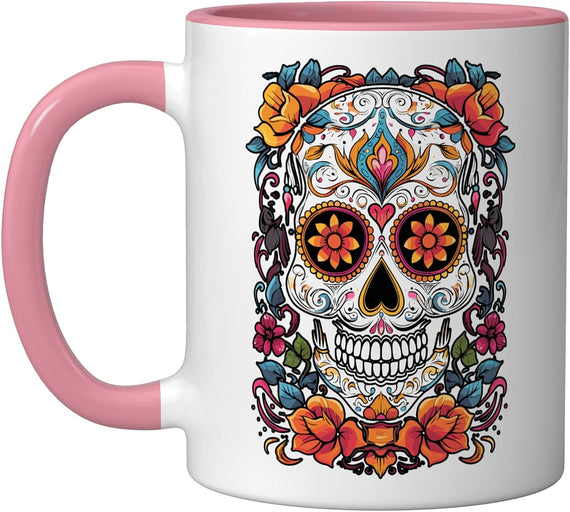 Sugar Skull Flowers Calavera Dia De Los Muertos Halloween Ceramic Mug