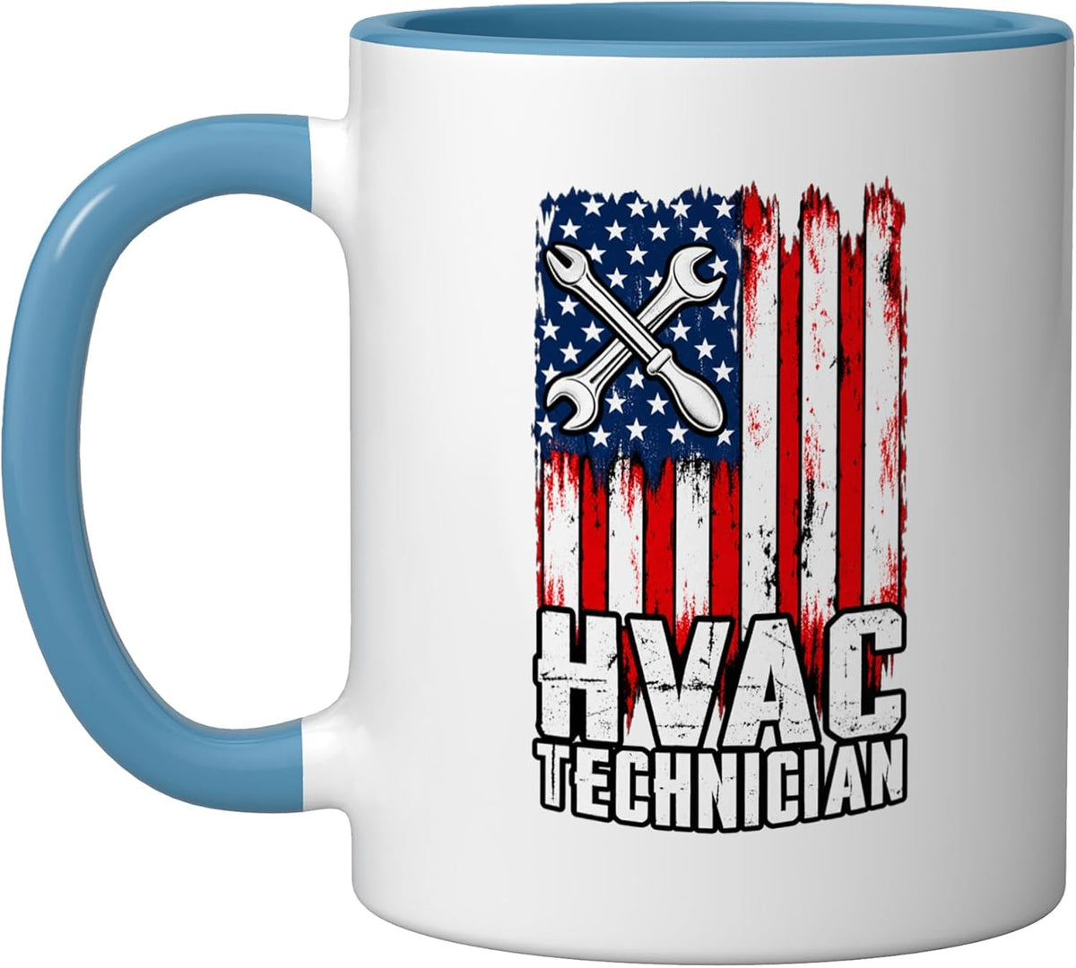 American Flag Hvac Technician Heating Cooling Ceramic Mug