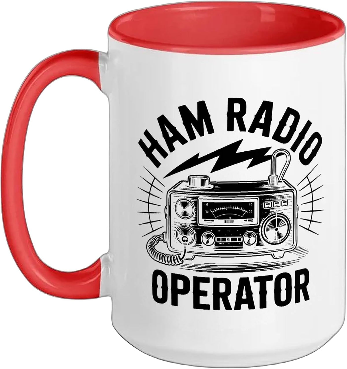 Vintage Retro Ham Radio Operator Badge Antenna Stars Proud Ceramic Mug