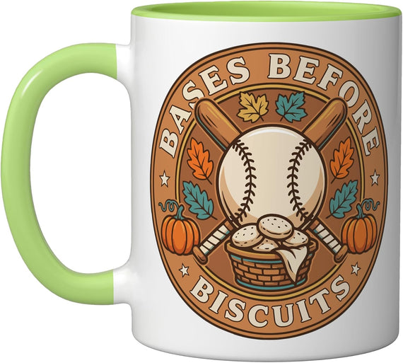 Thanksgiving Baseball Bases Before Biscuits Ceramic Mug
