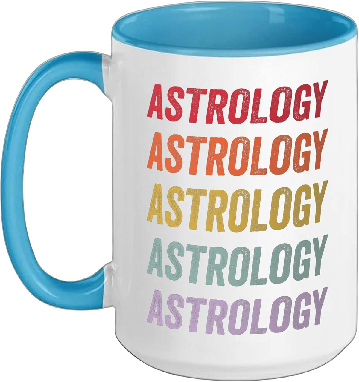 Retro Rainbow Astrology Text Gift Ceramic Mug