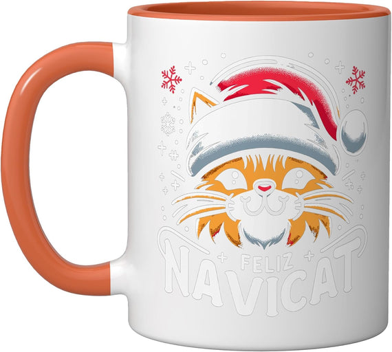 Xmas Cat Meow Feliz Navicat Christmas Cat Ceramic Mug