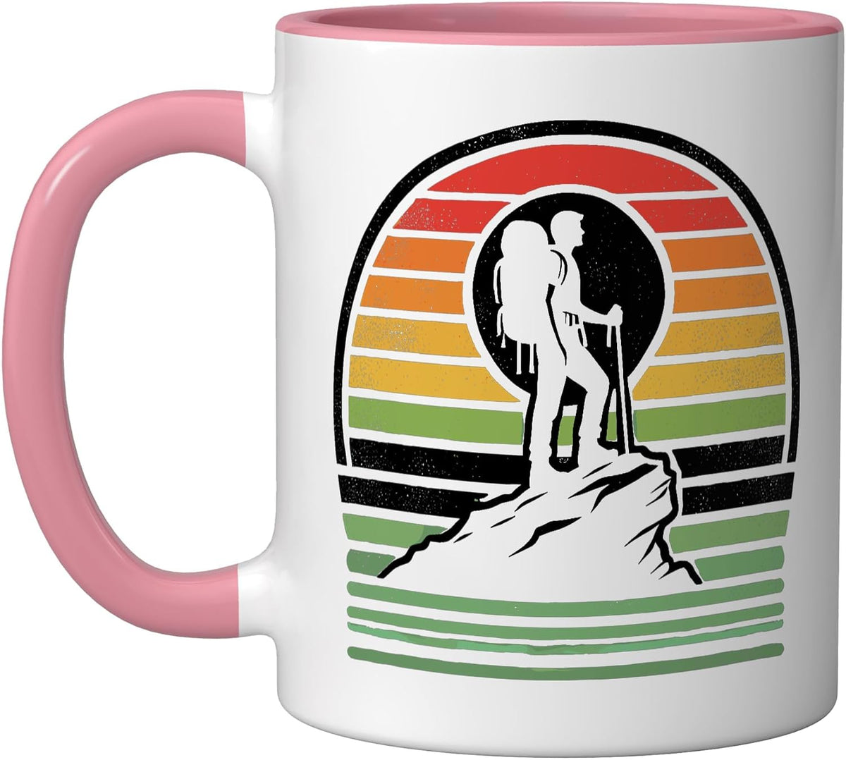 Retro Sunset Hiker Mountain Hiking Hiker Trail Hike Ceramic Mug