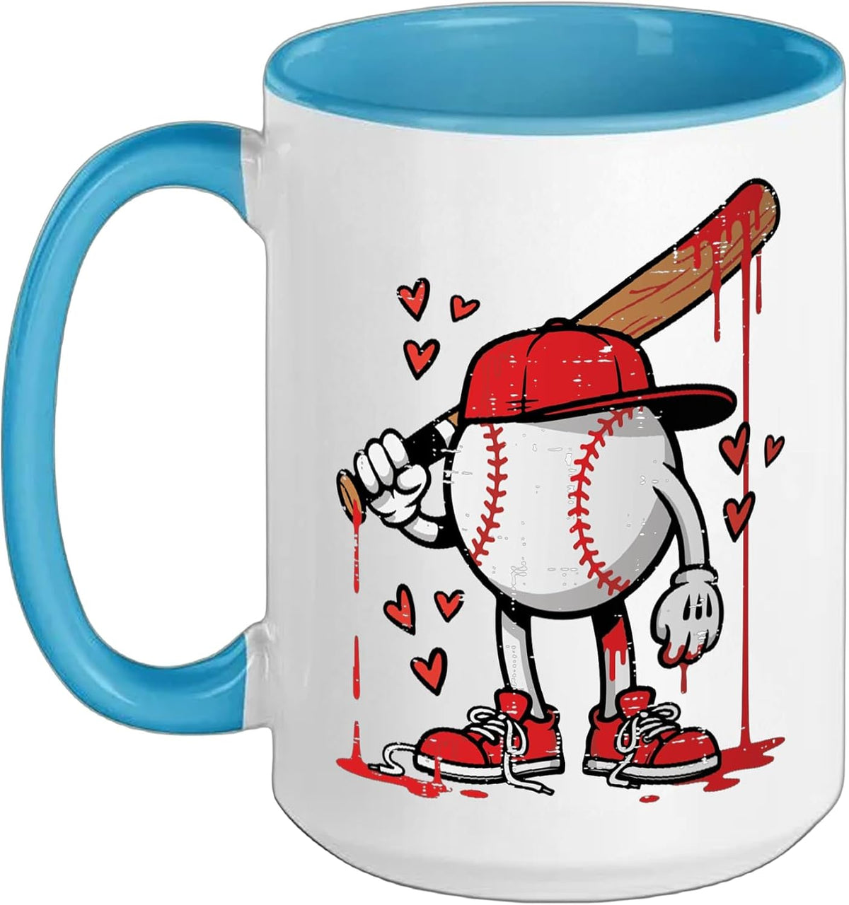 Valentines Day Baseball Ball Bat Drip Sports Boys Kids Men Ceramic Mug