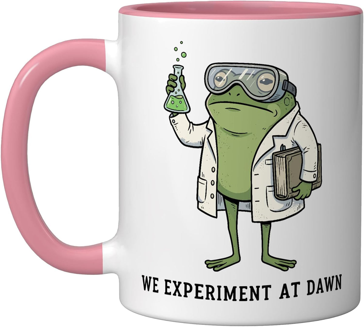 We Experiment At Dawn Funny Frog Scientist Chemistry Ceramic Mug