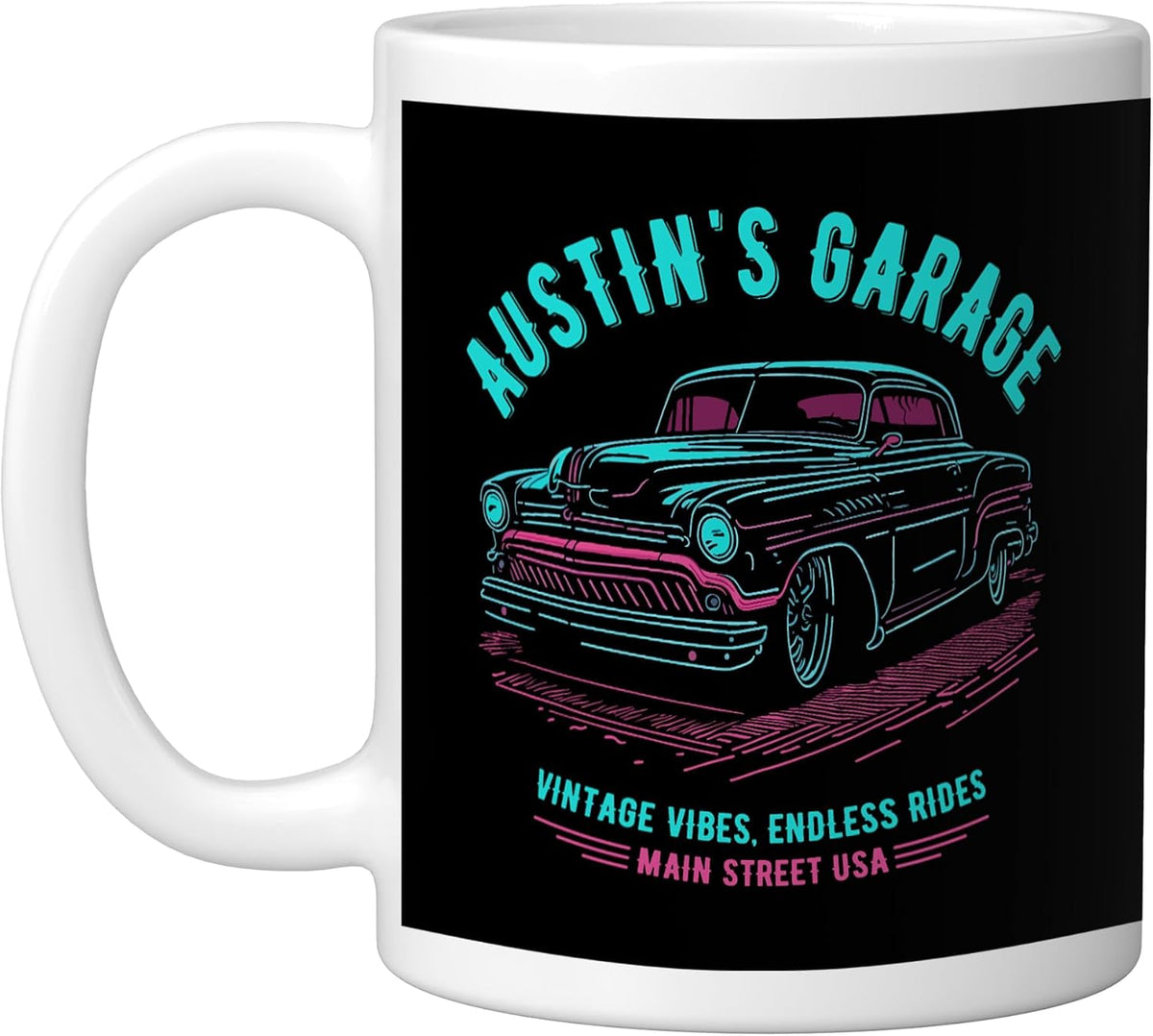 Austin's Garage Hotrod Classic Car Design For Name Austin Ceramic Mug