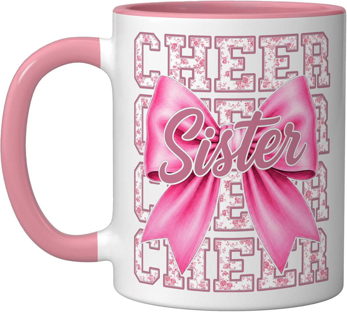 Cheer Sister Coquette Bow Cheerleader Cheerleading Pink Ceramic Mug