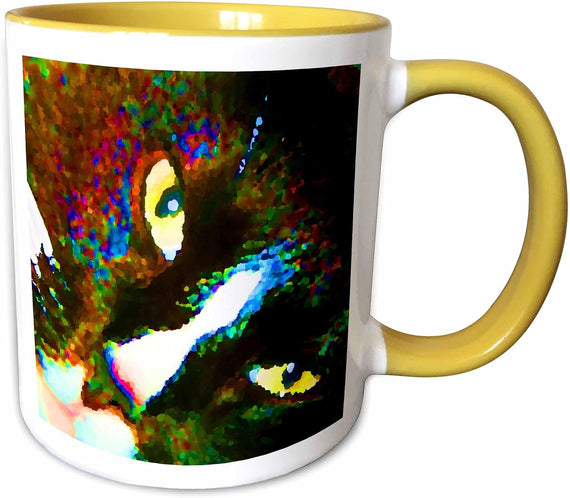 Cat Painting Tuxedo Colorful Ceramic Mug