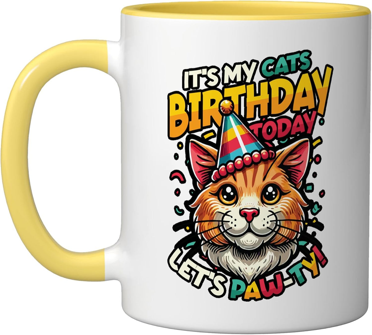 It's My Cats Birthday Today Let's Paw-Ty Ceramic Mug