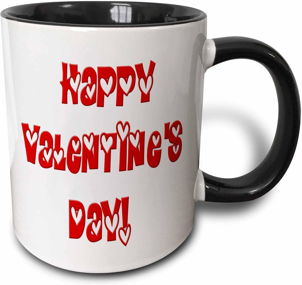 Happy Valentines Day Hearts Inside Text Ceramic Mug