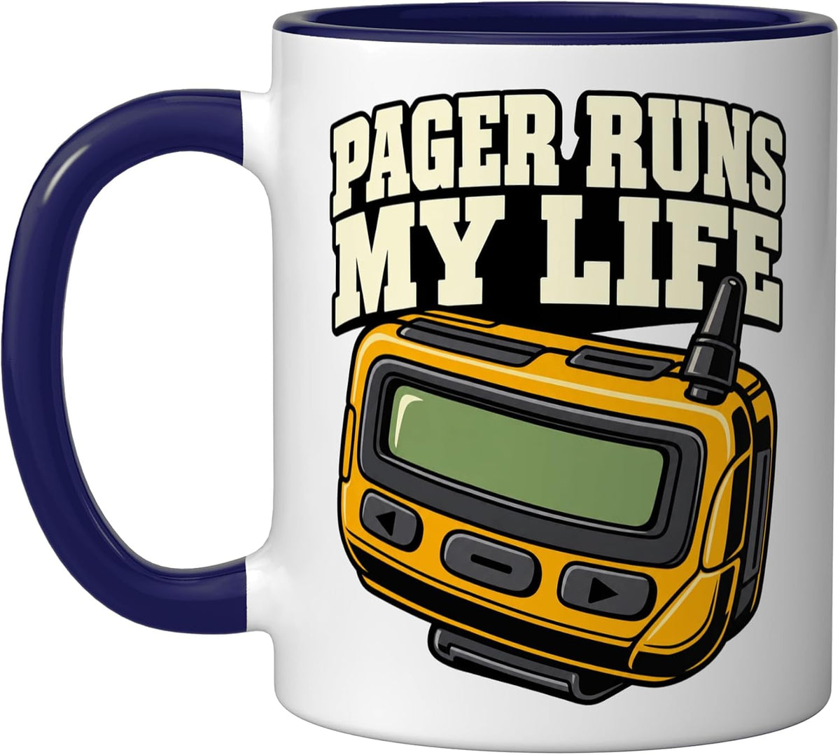 Volunteer Firefighter Pager Runs My Life Radio Rescue Fans Ceramic Mug