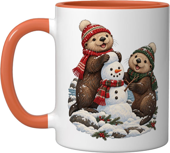 Sea Otter Snowman Christmas Animal Mug