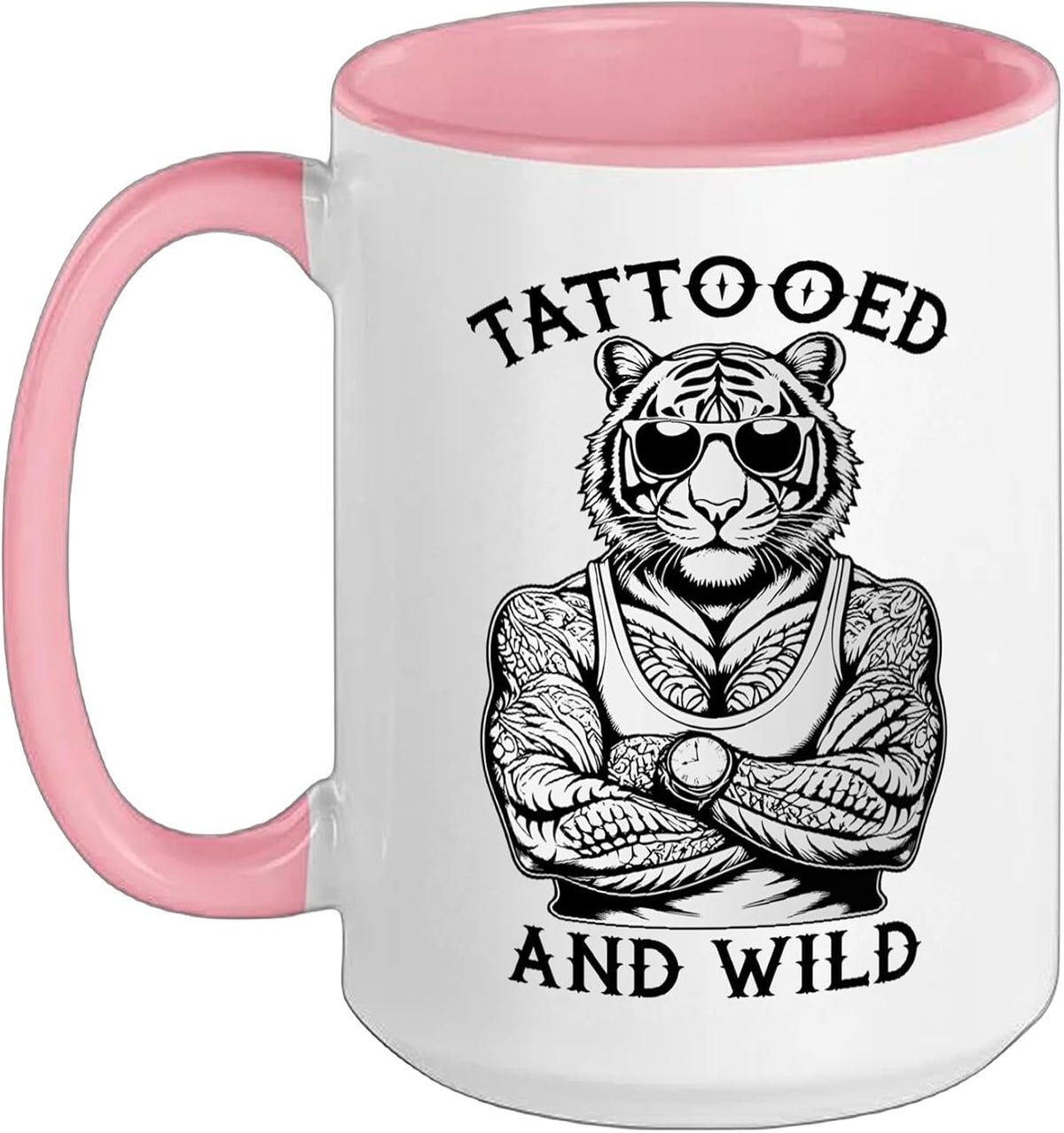 Tattooed And Wild Funny Inked Tiger Animal Tattoo Lover Ceramic Mug