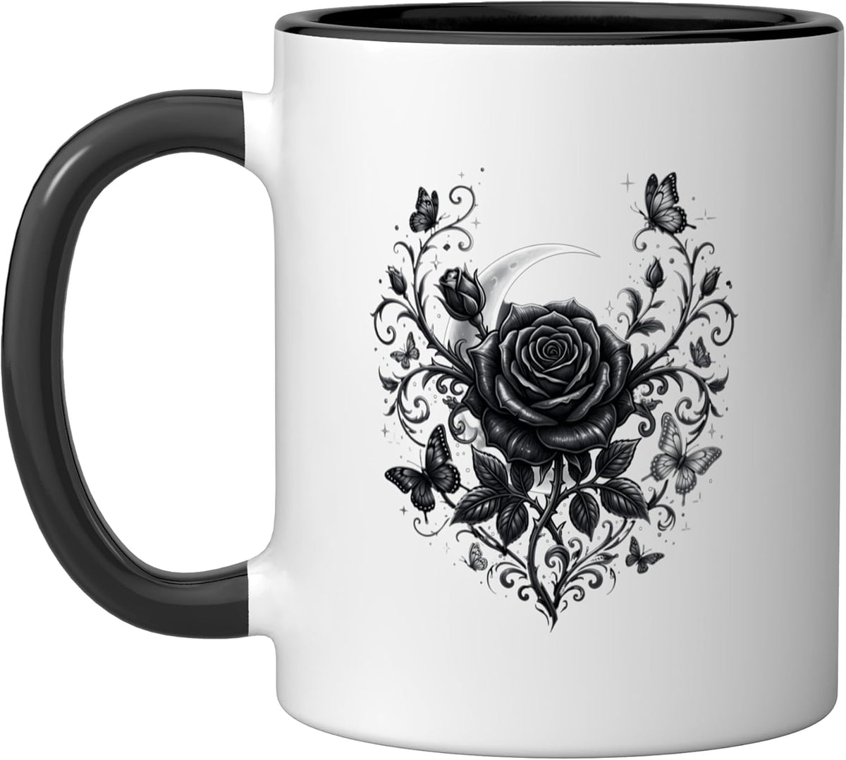 Black Rose Flower Botanist Garden Flower Rose Ceramic Mug