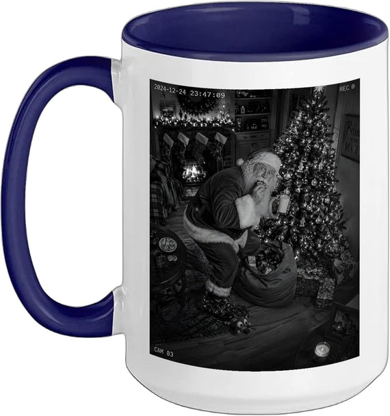Funny Santa Caught On Nanny Cam Christmas Ceramic Mug