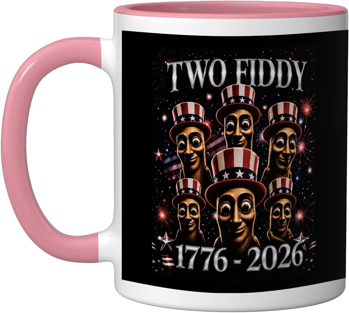 Two Fiddy 1776 2026 Skeleton Rock Band Ceramic Mug
