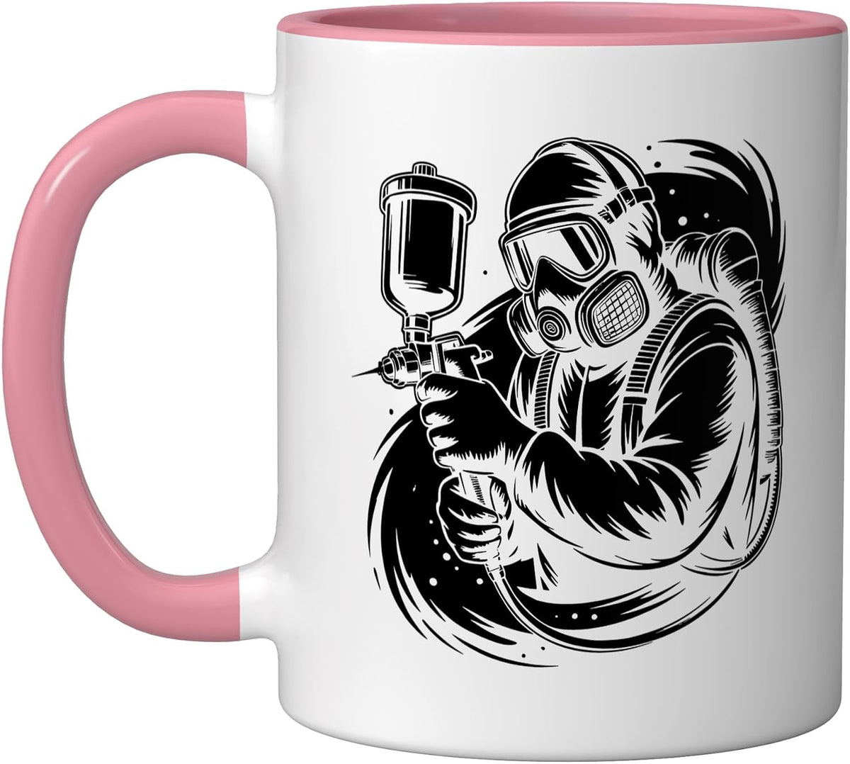 Auto Body Painter Masking Tape Spray Lines Geometric Badge Ceramic Mug