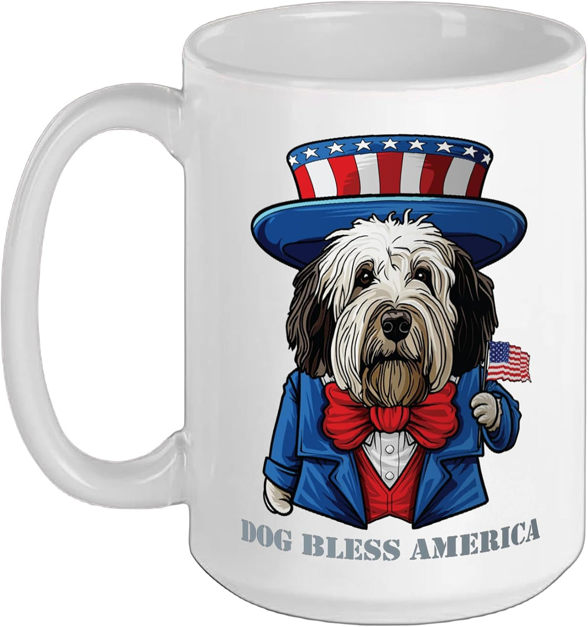 Funny Old English Sheepdog Dog 4th Of July Dog Pun Ceramic Mug