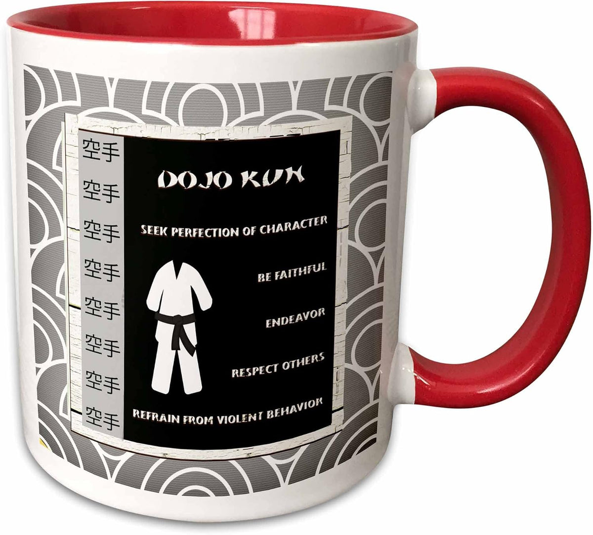Dojo Kun Japanese Martial Arts Karate Rules Ceramic Mug
