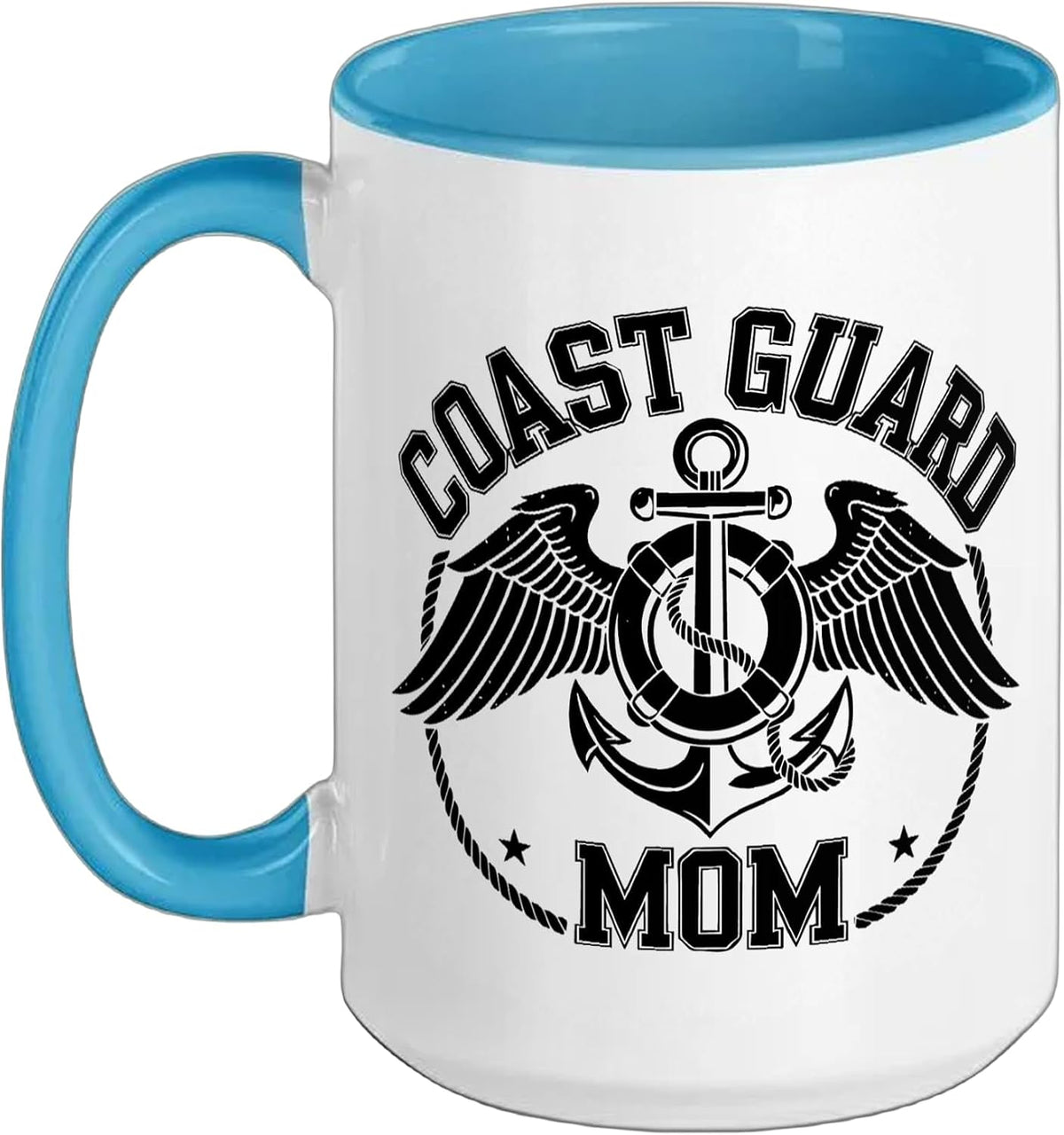 Coast Guard Mom Usa Flag Anchor Graphic Uscg Coastie Ceramic Mug