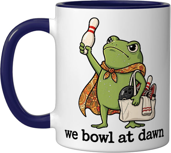 We Bowl At Dawn Funny Bowling Frog League Bowler Team Ceramic Mug