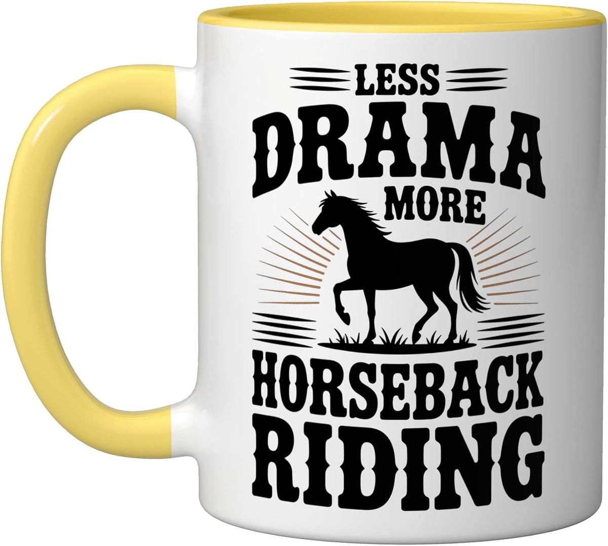 Less Drama More Horseback Riding Funny Equestrian Ceramic Mug