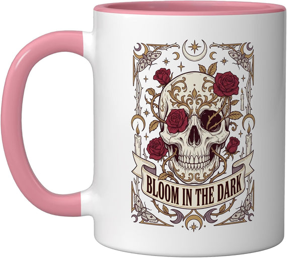 Sugar Skull Day Of The Dead Gothic Floral Red Roses Design Ceramic Mug