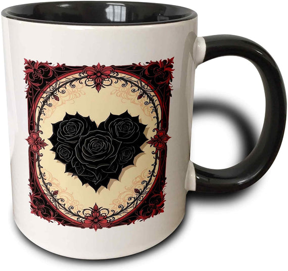 Baroque And Gothic Black Roses Halloween Ceramic Mug