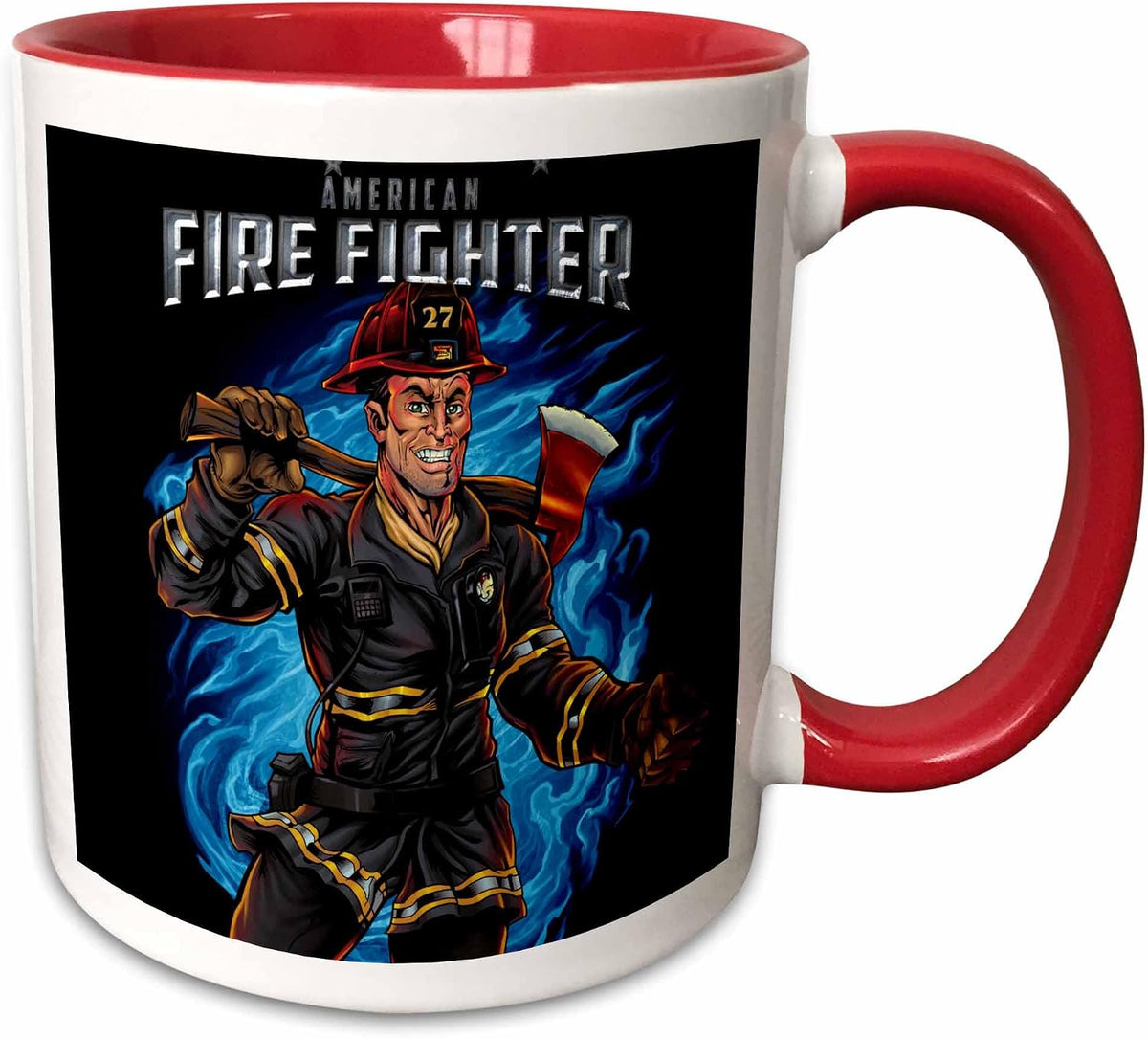 Heroic Firefighter With Axe Light, Art Ceramic Mug