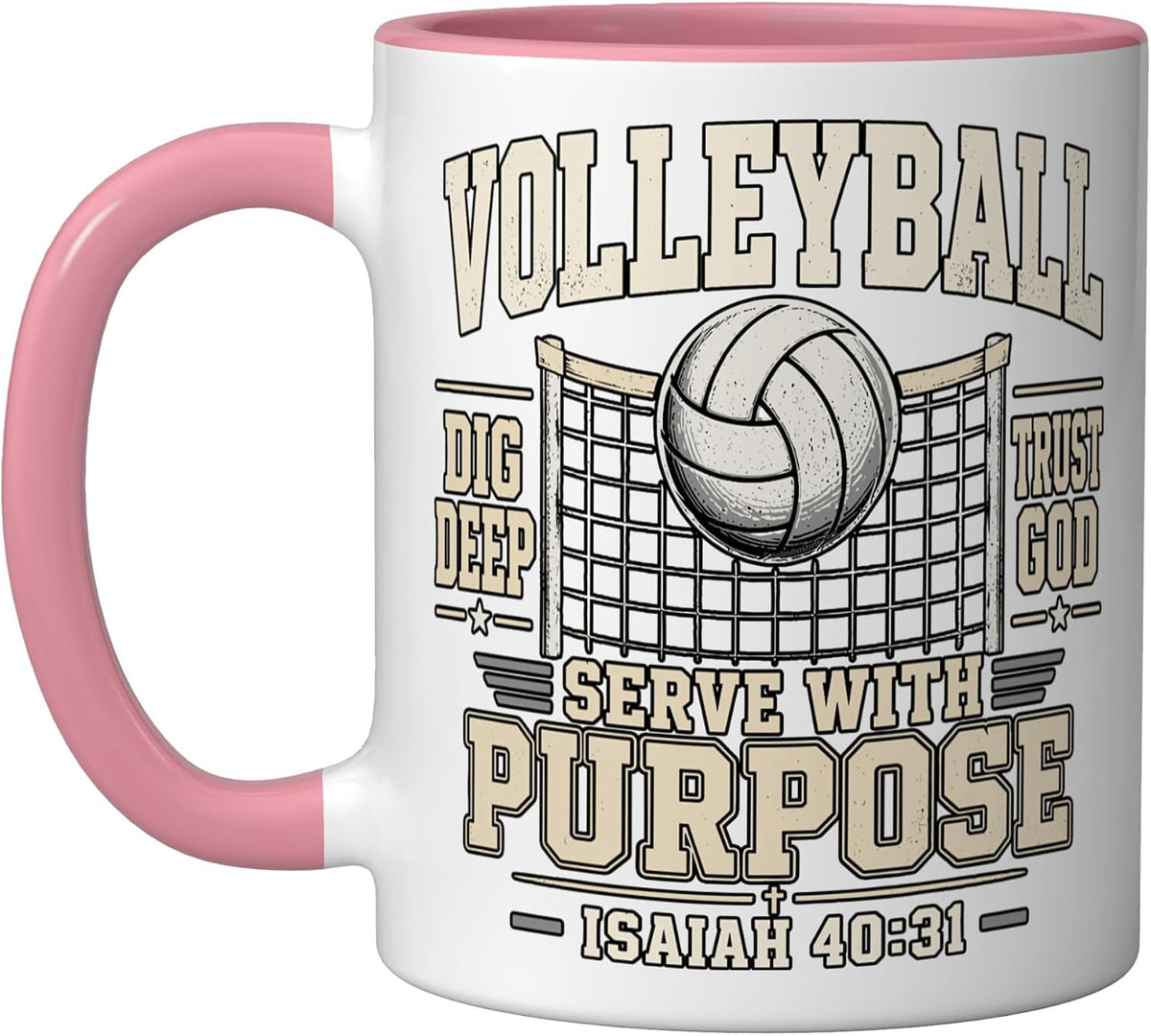 Christian Volleyball Serve With Purpose Isaiah 40:31 Ceramic Mug