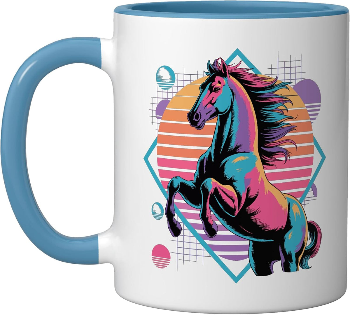 Retro Synthwave Horse Horseback Riding Horses Ceramic Mug