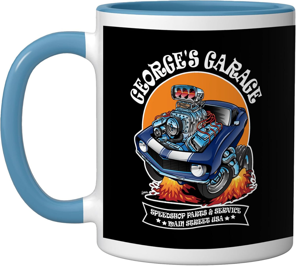 George's Garage Hotrod Car Design For The Name George Ceramic Mug