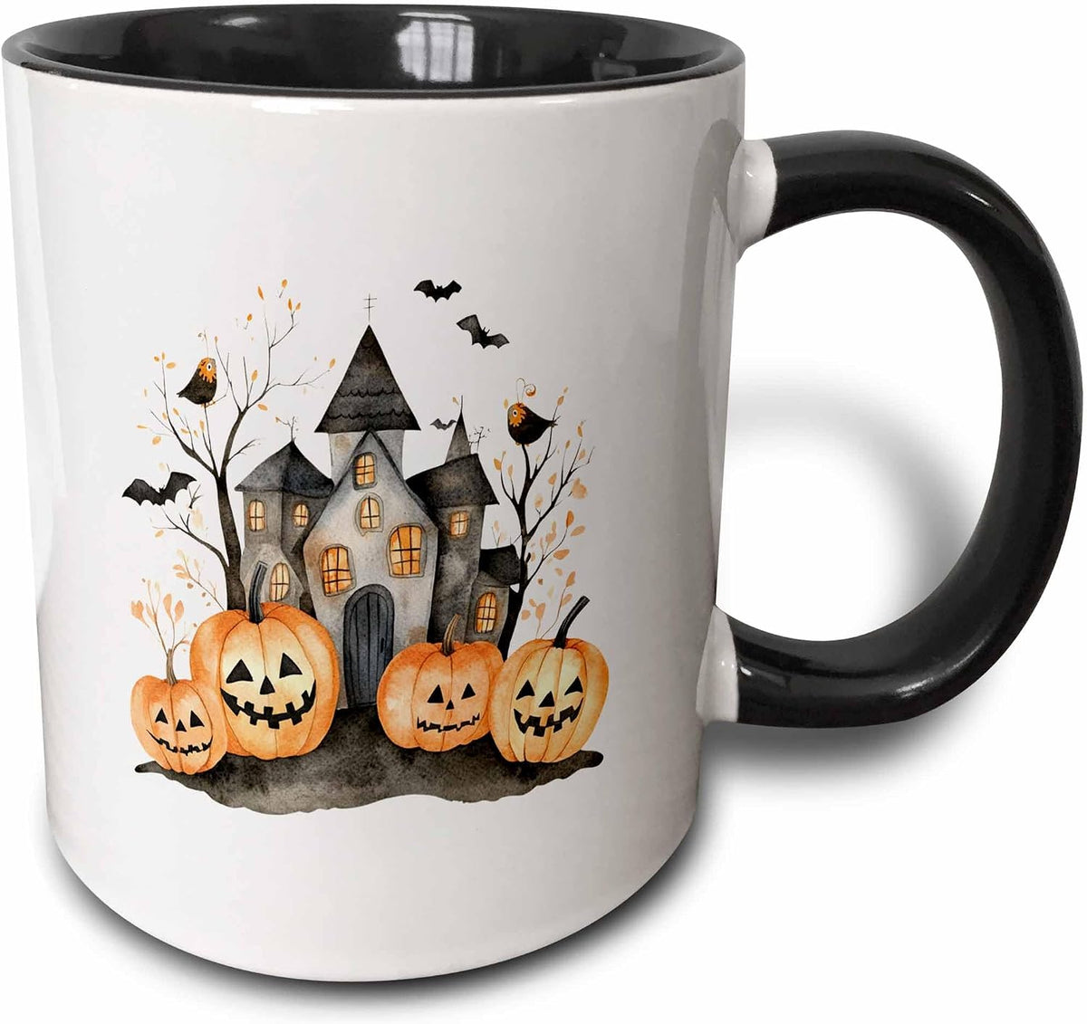 Haunted House & Laughing Jack O Lanterns Ceramic Mug