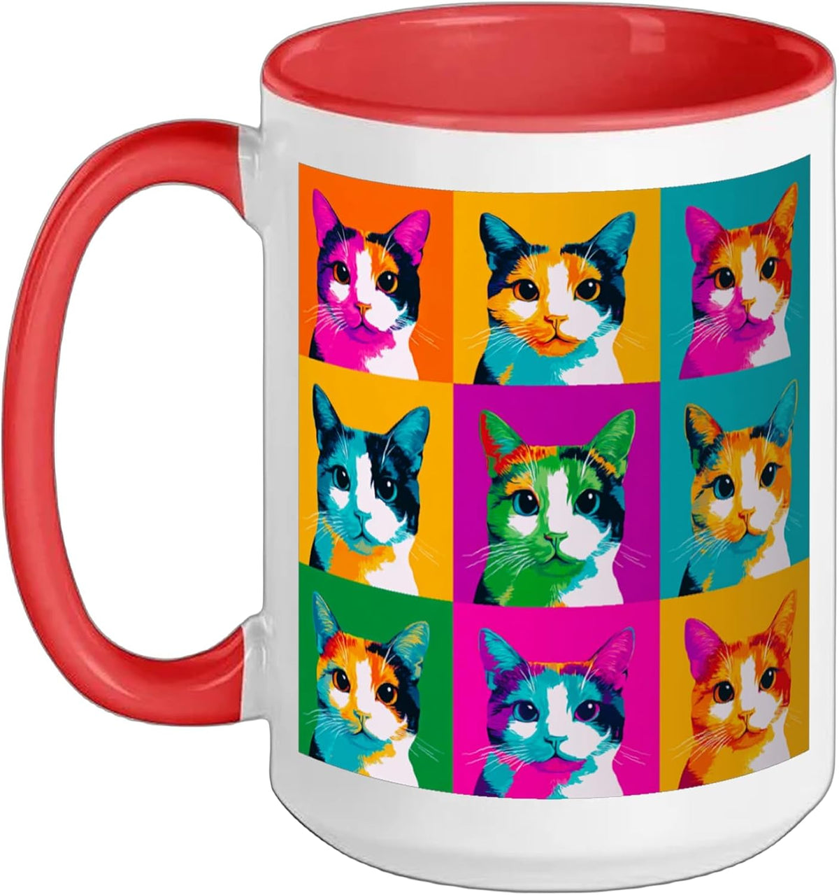Calico Cat Pop Art Design With Vibrant Colors Ceramic Mug