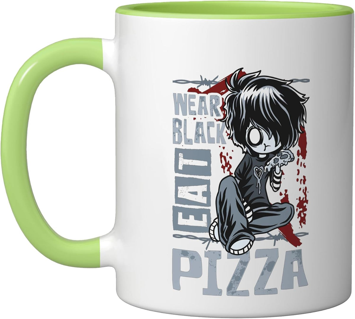 Wear Black Eat Pizza Emo Japanese Sad Anime Boy Emo Ceramic Mug
